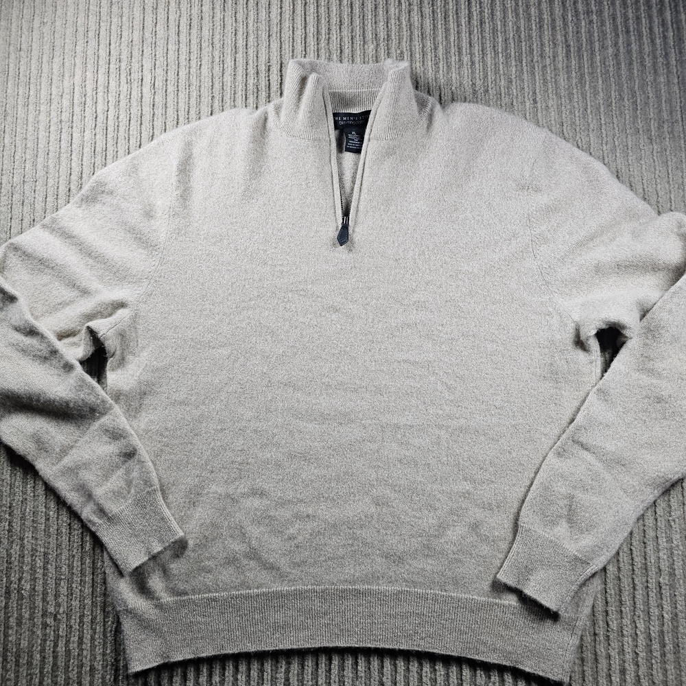 The Men's Store 100% Cashmere Half-Zip Sweater XL Beige MSRP $228 FAST SHIP!